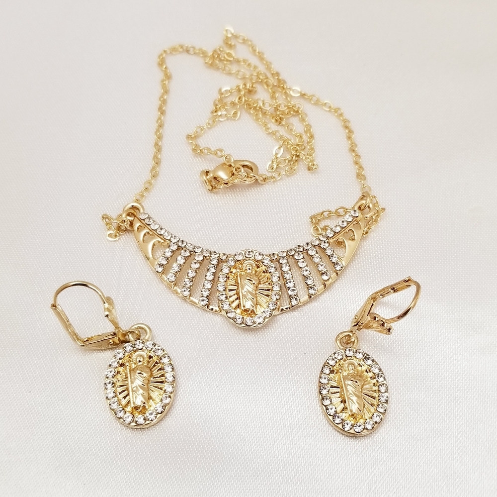 Saint Jude Necklace Set. 14K Gold Plated.  New